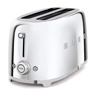 SMEG - TSF02 4-Slice Long Wide-Slot Toaster - Stainless Steel - Angle