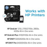 HP - 67 Standard Capacity Ink Cartridge - Black - Angle