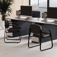 Costway Waiting Room Chair Set of 2 with Sled Base and Padded Arm Rest Home - Black - Angle