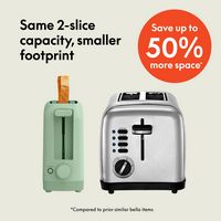 Bella - Fits-anywhere Kitchenware: 2-Slice Slim Toaster - Seaglass - Angle
