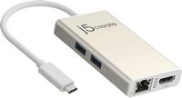 j5create - USB-C Multi-Adapter - HDMI/Ethernet/USB 3.1 HUB/PD 3.0 - Champagne Metallic - Angle