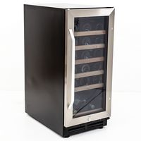 Avanti - Wine Cooler with Wood Accent Shelving, 30 Bottle Capacity, in Stainless Steel - Angle