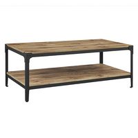 Walker Edison - Farmhouse Angle Industrial Iron Coffee Table - Barnwood - Angle