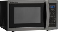 Sharp - Carousel 1.4 Cu. Ft. Mid-Size Microwave - Black Stainless Steel - Angle
