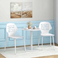 Costway Metal Dining Chair Set of 4 Armless Kitchen Hollowed Backrest & Metal Legs - White - Angle