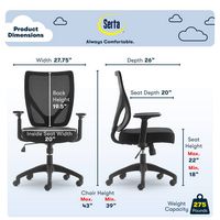 Serta - Works Polyester Blend Fabric & Mesh Task Chair - Black - Angle