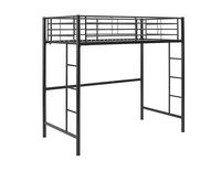 Walker Edison - Modern Metal Twin Loft Bed Frame - Black - Angle