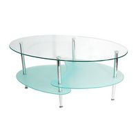 Walker Edison - Wave Modern Metal and Glass Coffee Table - Clear - Angle