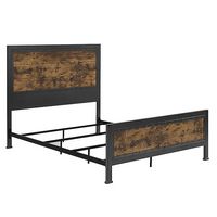 Walker Edison - Rustic Industrial Queen Size Panel Bed Frame - Brown - Angle