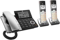 AT&T - 2 Handset Corded/Cordless Answering System with Smart Call Blocker - Silver/Black - Angle