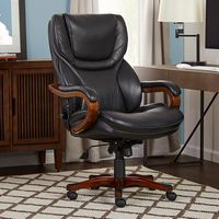Serta - Big and Tall Leather and Bentwood Executive Chair - Black - Angle