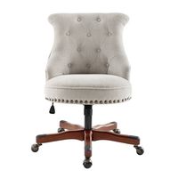 Linon Home Décor - Scotmar Plush Button-Tufted Adjustable Office Chair With Wood Base - Natural - Angle