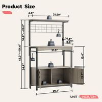 Bestier 31 inch 3 Tier Bakers Rack with Cabinet Kitchen Storage Shelves Microwave Oven Stand Coff... - Angle
