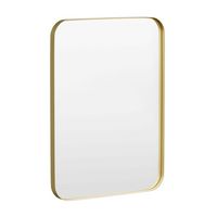 LOVMOR - 24 in. W x 32 in. H Tempered Glass Rounded Rectangle Framed Wall-Mounted Bathroom Vanity... - Angle