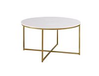 Walker Edison - Modern Glam Round Coffee Table - Faux Marble - Angle