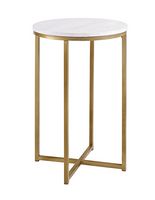 Walker Edison - Modern Glam Side Table - Faux White Marble & Gold - Angle