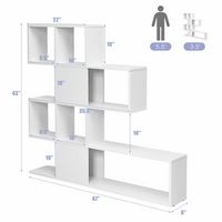 Costway - 5-Tier Bookshelf Corner Ladder Bookcase Display Storage Rack - White - Angle