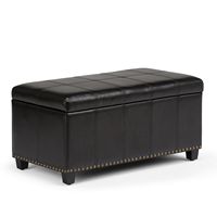 Simpli Home - Amelia 34 inch Wide Transitional Rectangle Storage Ottoman Bench in Faux Leather - ... - Angle
