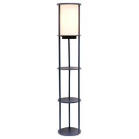 Simple Designs - Round Etagere Storage Floor Lamp with 2 USB, 1 Outlet - Navy - Angle