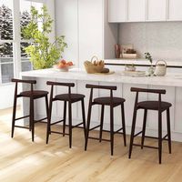 Costway Bar Chair Counter Height Stools Set of 4 with Acacia Wood Frame Supporting Legs - Brown - Angle