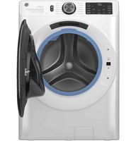 GE - 5.0 Cu. Ft. Stackable Smart Front Load Washer with Steam and SmartDispense - White - Angle