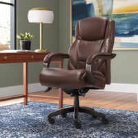 La-Z-Boy - Delano Big & Tall Bonded Leather Executive Chair - Chocolate Brown/Gray Wood - Angle