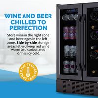 NewAir - 24” Built-in Dual Zone 18 Bottle and 58 Can Wine and Beverage Cooler with French Doors a... - Angle