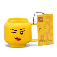 Room Copenhagen - LEGO: Classic Yellow Minifigures Winking Girl Ceramic Mug, 8.6oz - Angle