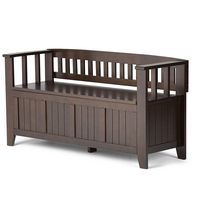 Simpli Home - Acadian solid wood 48 inch Wide Transitional Entryway Storage Bench - Brunette Brown - Angle