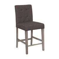 CorLiving - Leila Fabric Square Tufted Counter Height Barstool - Charcoal Brown - Angle