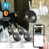 Defender - AI POWERED 4K Guard Pro Wi-Fi 6 Plug-in Security Camera, 4 Pack - White - Angle
