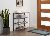 TRINITY - 4-Tier Shoe Rack w/Console Top | - Dark Gray - Angle