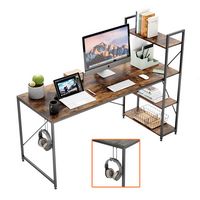 Bestier - Computer Desk with Adjustable Shelves and Reversible Bookshelf - 63