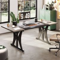 Bestier 71Inch Rectangular Dining Table for 6-8 People Wooden Kitchen Table with Metal Legs Compu... - Angle