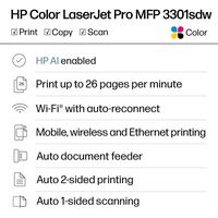 HP - LaserJet Pro MFP 3301sdw Wireless AI-Enabled Color All-in-One Laser Printer - White - Angle