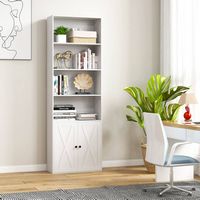 Costway - 71'' Farmhouse Bookcase with Doors with 6 Shelves & 2-Door Cabinet for Bedroom - White - Angle