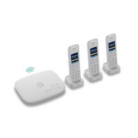 Ooma Telo Air 2 Internet Home Phone Service with 3 Cordless Handsets - White - Angle