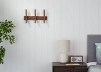 TRINITY - DRAKESTONE | Mid-Century Coat Rack w/ 3 Wooden Hooks | - Walnut - Angle