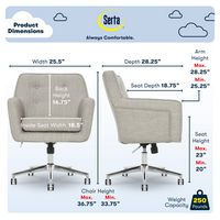 Serta - Ashland Memory Foam & Twill Fabric Home Office Chair - Lure Light Gray - Angle