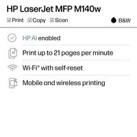HP - LaserJet M140w Wireless AI-Enabled Black and Laser Printer - White - Angle
