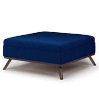 Simpli Home - Owen Square Coffee Table Storage Ottoman - Blue - Angle