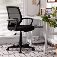 Costway - Executive Mesh Mid-Back Office Chair with Adjustable Height and Lumbar Support - Black - Angle