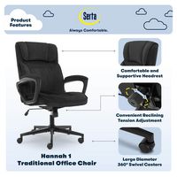 Serta - Hannah Upholstered Executive Office Chair with Pillowed Headrest - Charcoal Gray - Angle