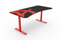 Arozzi - Arena Ultrawide Curved Gaming Desk - Red with Black Accents - Angle