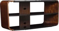 Twin Star Home - TV Stand for TVs up to 60” with Black Glass - Meridian Cherry - Angle