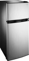 Insignia™ - 4.3 Cu. Ft. Mini Fridge with Top Freezer and ENERGY STAR Certification - Stainless Steel - Angle