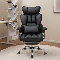 Costway - Big and Tall Executive Office Chair with Footrest Lumbar Support - Black - Angle