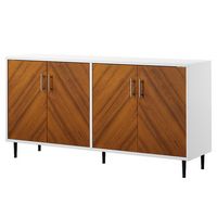 Walker Edison - 58” Mid Century Modern Faux Bookmatch Buffet/TV Stand Fits Most TVs up to 65
