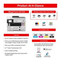 Canon - Megatank GX7120 Wireless All-In-One SuperTank Inkjet Printer with Fax - White - Angle