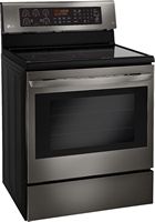 LG - 6.3 Cu. Ft. Self-Cleaning Freestanding Electric Convection Range with EasyClean - Black Stai... - Angle